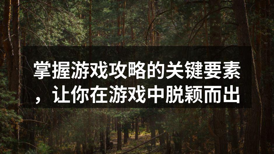 掌握游戏攻略的关键要素，让你在游戏中脱颖