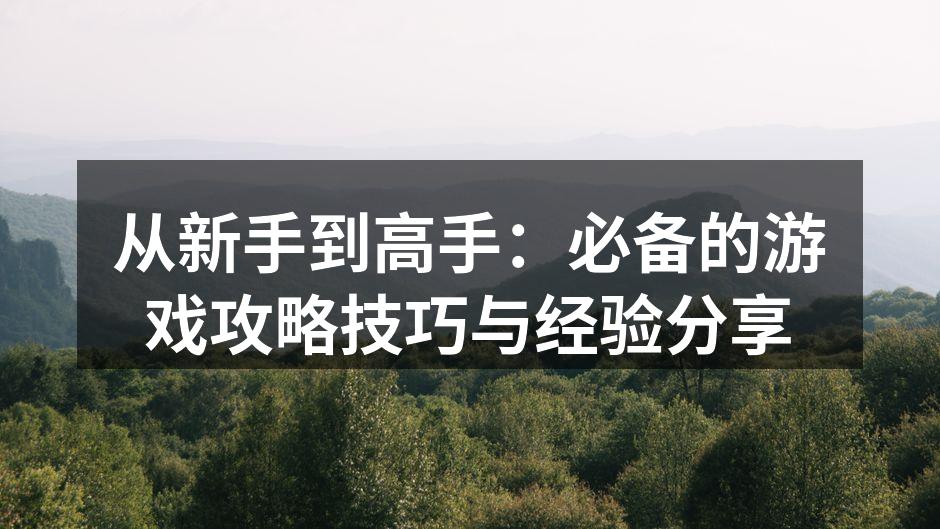 从新手到高手：必备的游戏攻略技巧与经验分